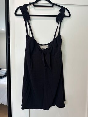 Stone Cold Fox Black Tie-Front Ruffle-Strap Camisole